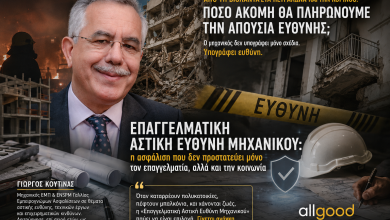 Όταν καταρρέουν πολυκατοικίες , πέφτουν μπαλκόνια, και χάνονται ζωές, η «Επαγγελματική Αστική Ευθύνη Μηχανικού» παύει να είναι επιλογή. Γίνεται ανάγκη. koutinas arthro
